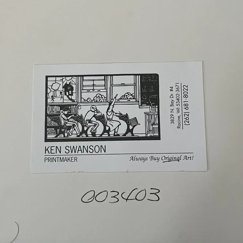 Ken Swanson Linoleum Block Print 3/100 Framed 11x14